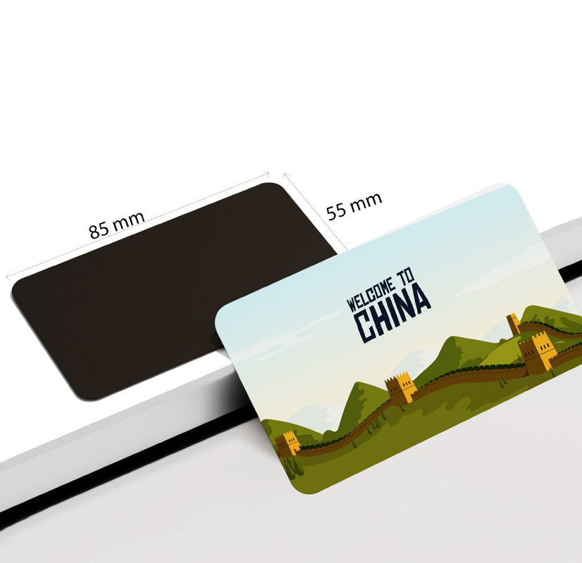 dhcrafts Rectangular Rubber Fridge Magnet / Magnetic Card Multicolor China Design Pack of 1 (8.6cm x 5.4cm)